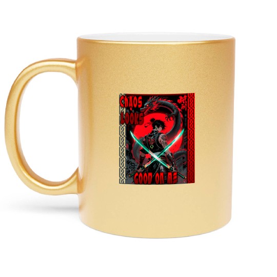 Cyberpunk Samurai with Dragon Metallic Mugs