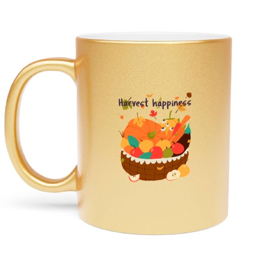 Harvest Happiness Fall Produce Illustration Metallic Mugs