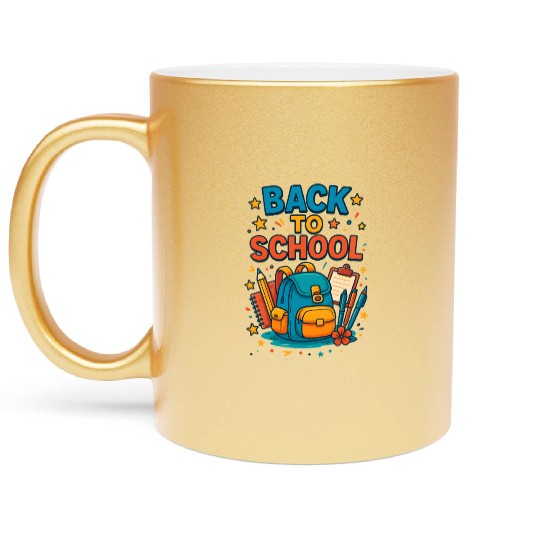 Colorful Back to School Backpack Design Metallic Mugs