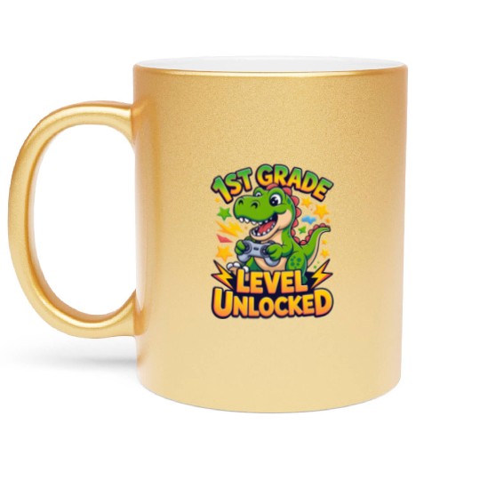 1st Grade Level Unlocked Back to School Video Game Metallic Mugs