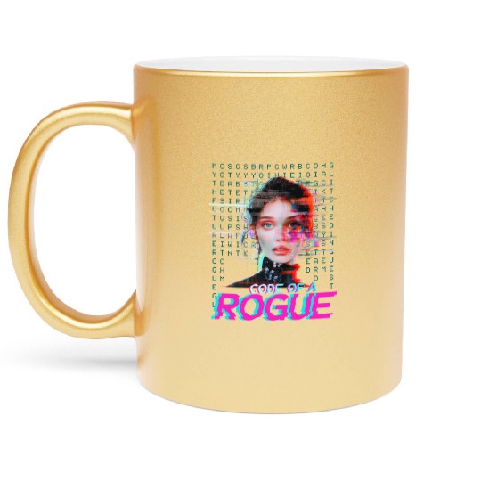 Futuristic Digital Rogue Illustration Metallic Mugs