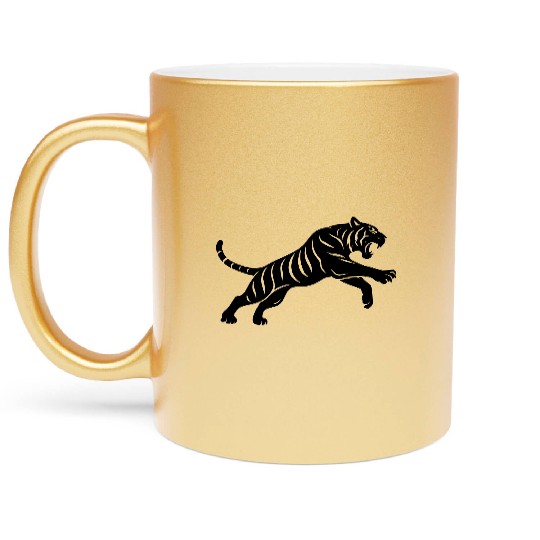 Tiger Attack Silhouette Metallic Mugs