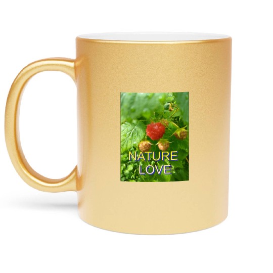 Vivid Raspberry and Greenery Nature Design Metallic Mugs