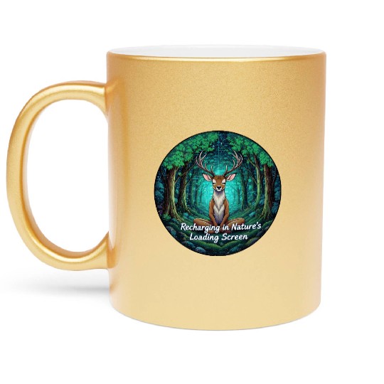 Enchanted Forest Deer Meditation Design Metallic Mugs