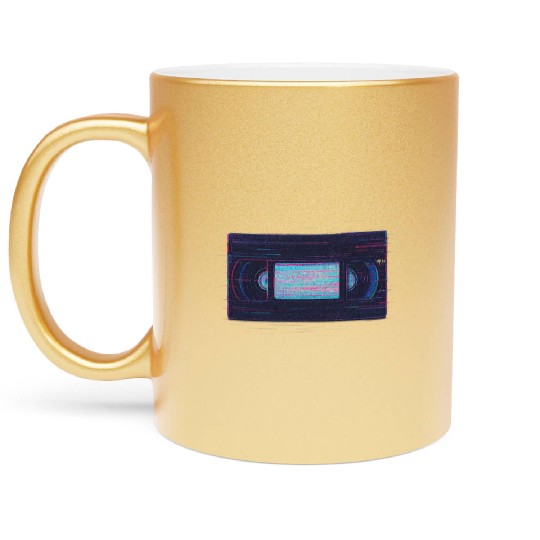 Retro VHS Tape Neon Glow Design Metallic Mugs