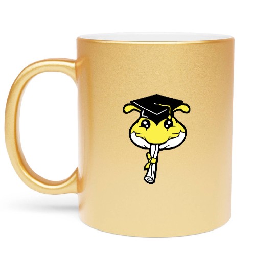 Caterpillar school graduation passed College proud Metallic Mugs