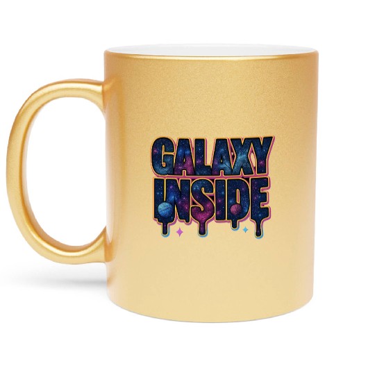Galaxy Inside Cosmic Typography Metallic Mugs