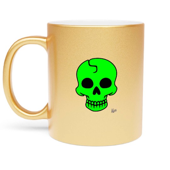 Neon Green Skull Halloween Design Metallic Mugs