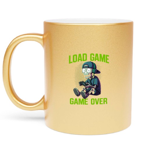 Skull Gamer Loading Screen Art Metallic Mugs