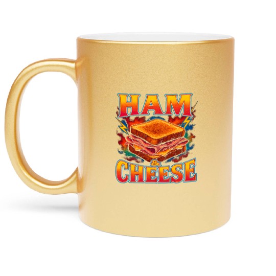 Ham And Cheese Sandwich Favorite Food Weird 90s Metallic Mugs