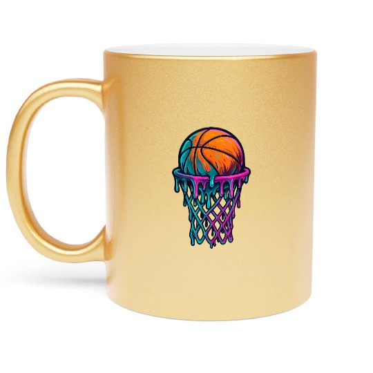 Colorful Splash Basketball Ice Cream Design Metallic Mugs