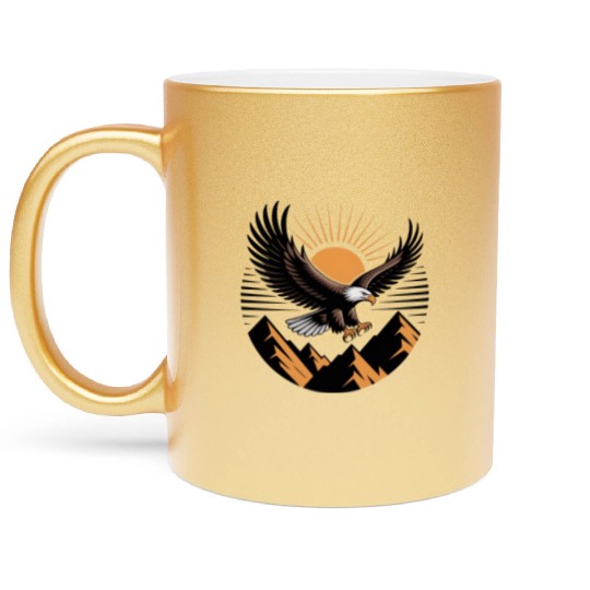 Majestic Eagle Sunset Graphic Metallic Mugs