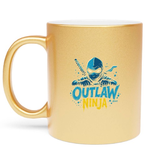 Outlaw Ninja Cartoon Design Metallic Mugs