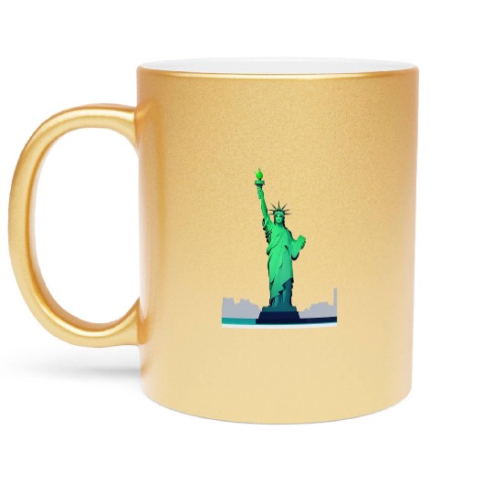 Modern Minimal Statue of Liberty – New York Icon Metallic Mugs