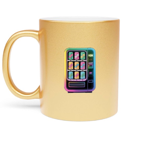 Y2K Cyber Vending Machine with Iridescent Drinks Metallic Mugs
