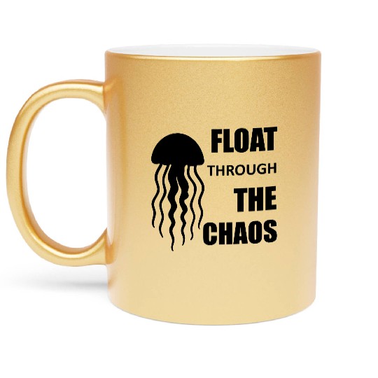 Float Through the Chaos – Jellyfish Calm Design Metallic Mugs