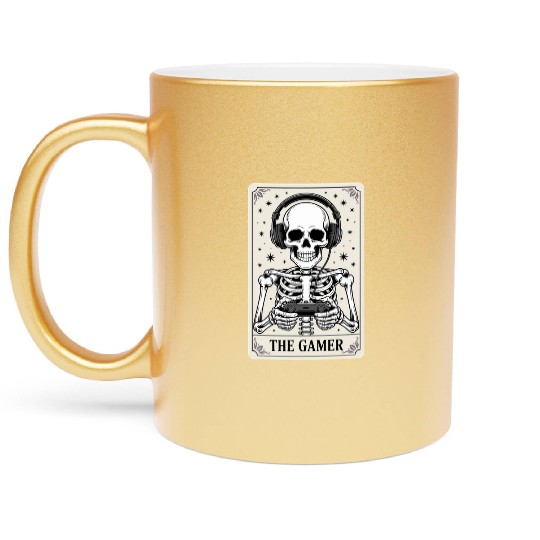 Tarot Card Skeleton Video Game Halloween Gamer Metallic Mugs