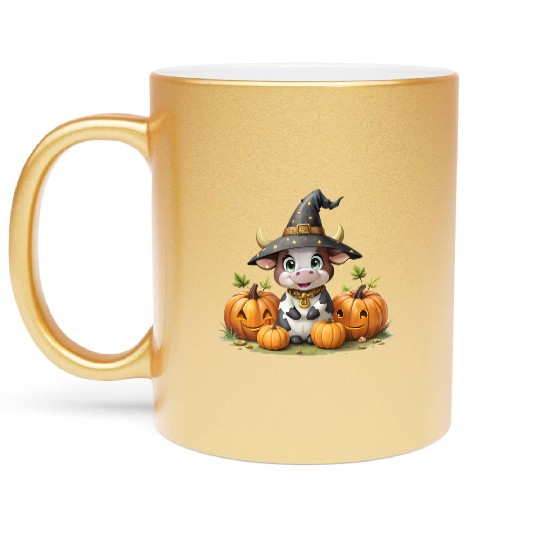 Cute Halloween Cow Metallic Mugs