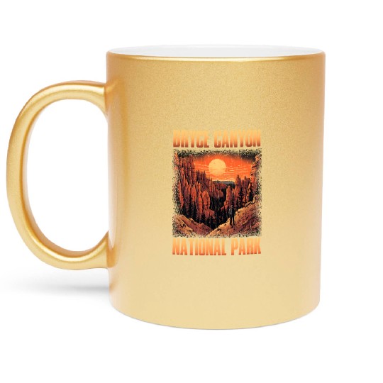 Bryce Canyon National Park Sunset Illustration Metallic Mugs