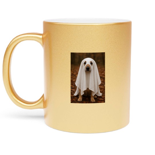 Autumn Forest Ghost Dog Tapestry Metallic Mugs