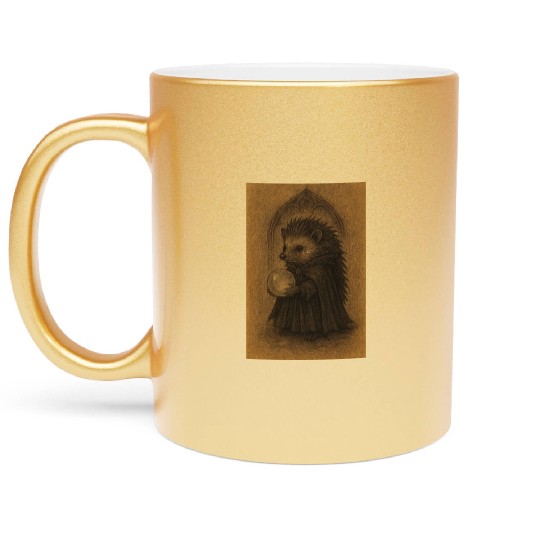 Hedgehog Wizard with Crystal Ball Metallic Mugs