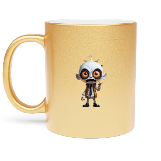 Groovy Skeleton with Expressive Gaze Metallic Mugs