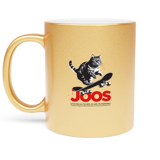 Cool Skateboard CAT with cute Boy Name JOOS Metallic Mugs