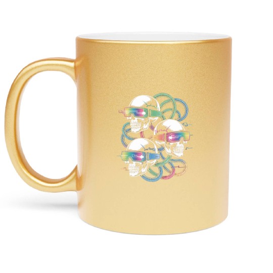 VR Skeleton Head Circuit Vision Streetwear Metallic Mugs