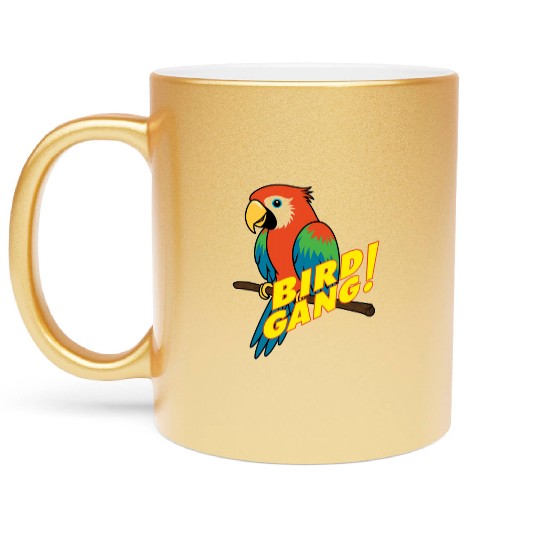 Bird Gang Parrot Cartoon Sticker | Tropical Funny  Metallic Mugs