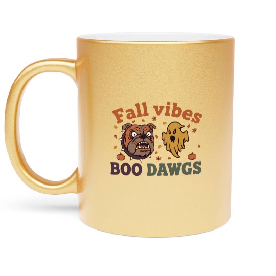 Fall vibes | Halloween Bulldog Ghost  Metallic Mugs
