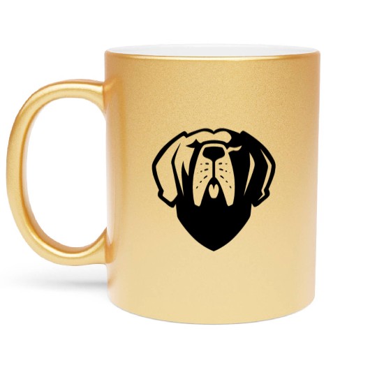 Celestial Moon Dog Phases Line Art Metallic Mugs