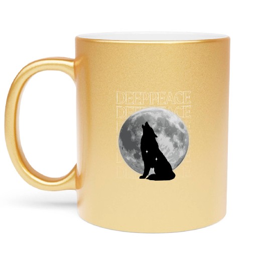 Wolf Howling at Full Moon Design Metallic Mugs