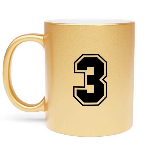 College jersey letter 3 Metallic Mugs