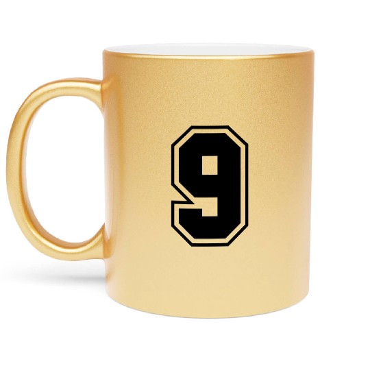 College jersey letter 9 Metallic Mugs