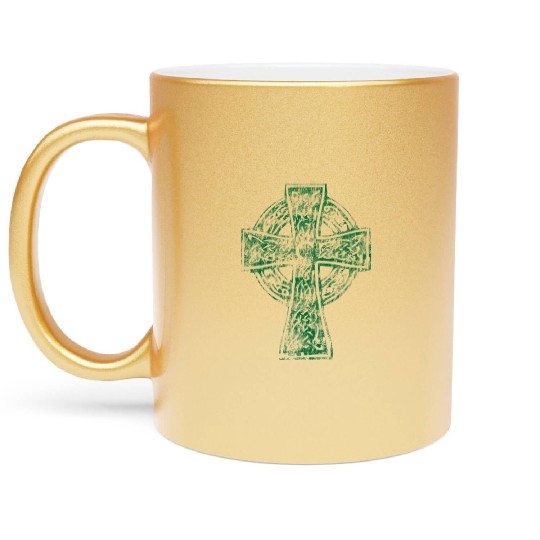 Classic Vintage Style Celtic Cross Crucifix Metallic Mugs