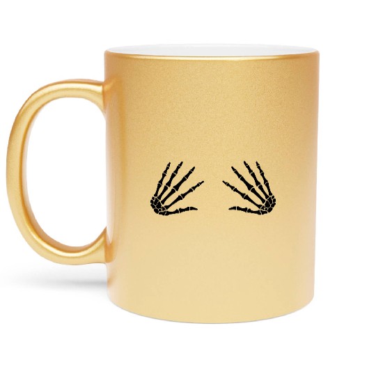 skull grap hands Metallic Mugs