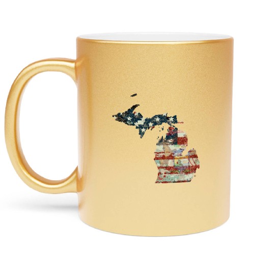 State And Country Michigan Patriot Flag State Tees Metallic Mugs