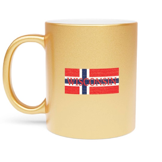 Wisconsin Norwegian Flag Metallic Mugs