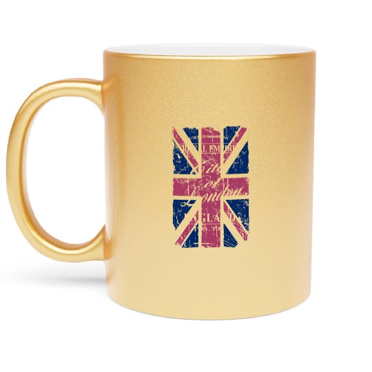 Union Jack - London - Vintage Look Metallic Mugs
