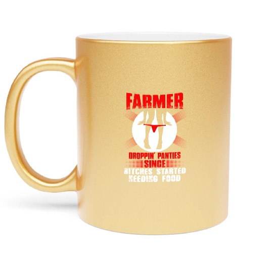 Farmer farmer's wife piglet farmer farmers farme Metallic Mugs