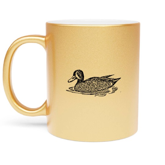 Blue winged teal Metallic Mugs