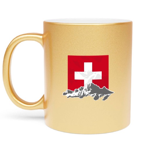 Switzerland - Swiss Flag & Mountains Metallic Mugs