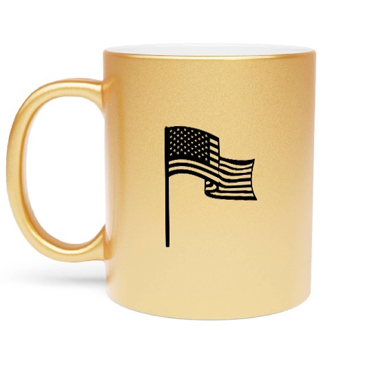 wind waving flagpole usa america united states tex Metallic Mugs
