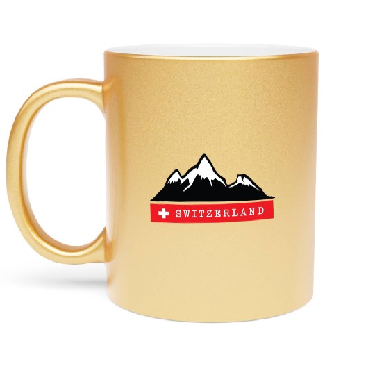 Switzerland, Mountains, Alps, Swiss, Nature, Snow Metallic Mugs
