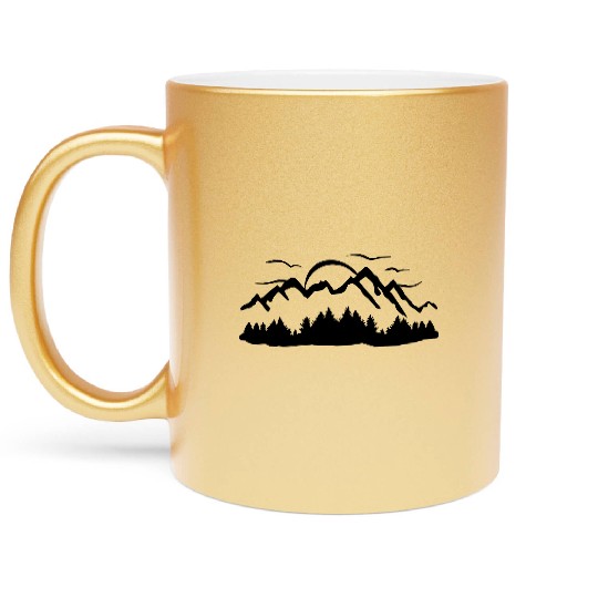 Mountains, Forest, Sun and Clouds Metallic Mugs