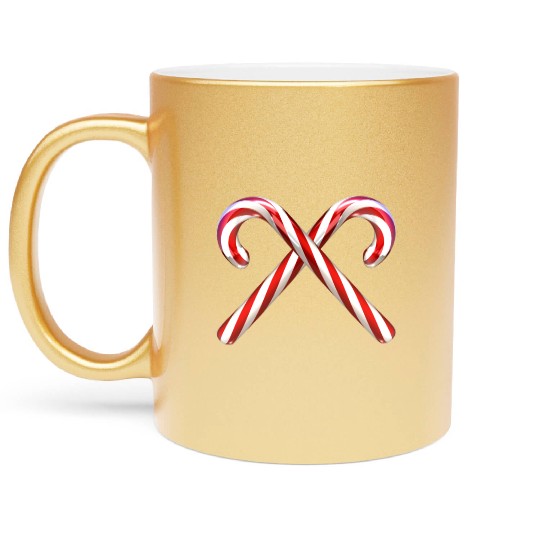 Crossed candy canes Metallic Mugs
