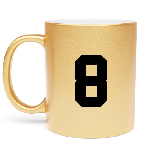 number 8 solid Metallic Mugs