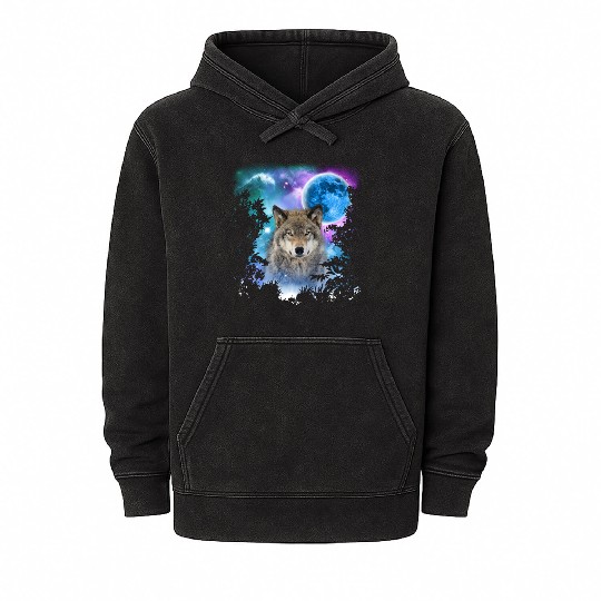 Timber Wolf MidNight Forest Mineral Wash Hoodies