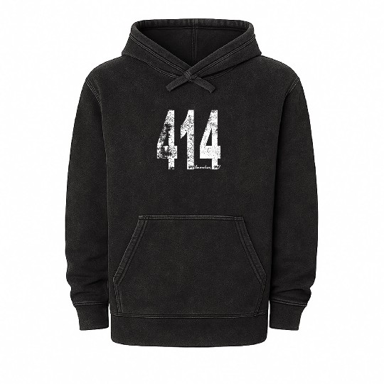 Vintage Milwaukee Area Code 414 Mineral Wash Hoodies