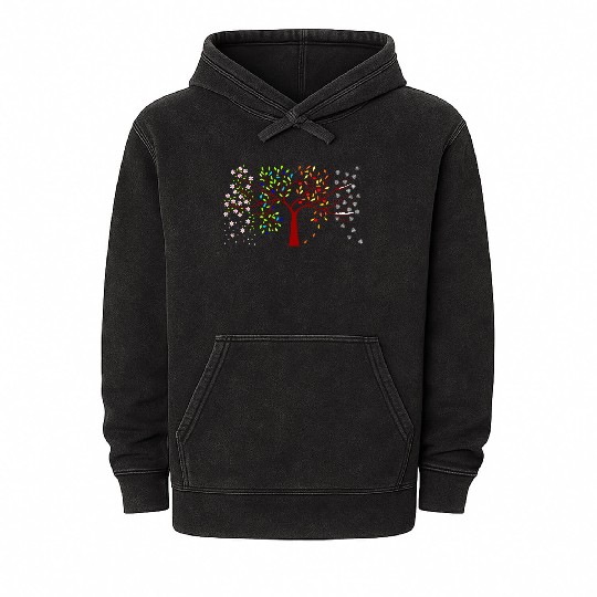 four seasons tree Mineral Wash Hoodies